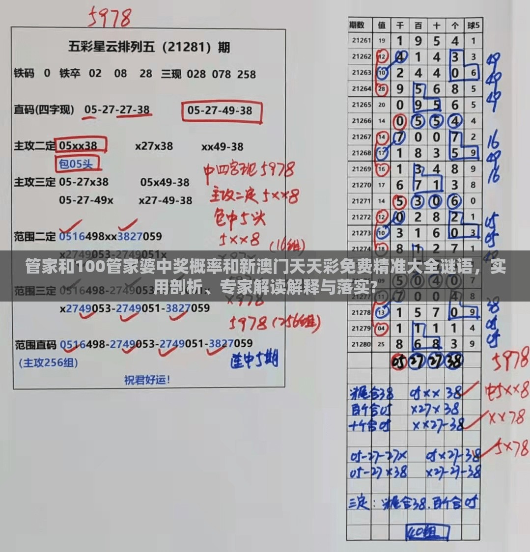 管家和100管家婆中奖概率和新澳门天天彩免费精准大全谜语，实用剖析、专家解读解释与落实?